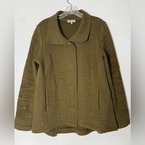 HABITAT Shacket Womens Size S Green Box Quilt Snap Button Jacket‎ Casual Sweater
